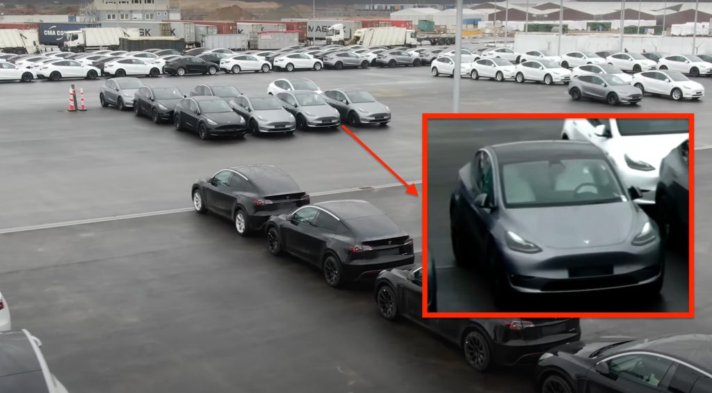 Tesla Model Y In Quicksilver Paint And White Interior Spotted In Giga